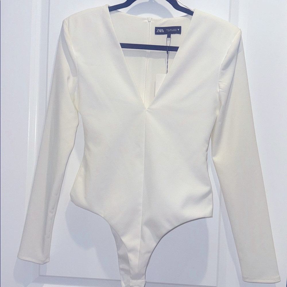 Zara Cream Long Sleeve Bodysuit NWT
